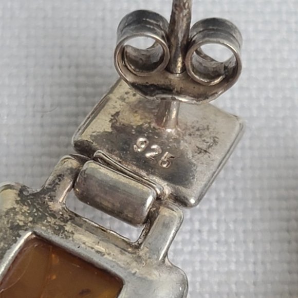 925 Sterling Silver Amber Earrings - Picture 4 of 5